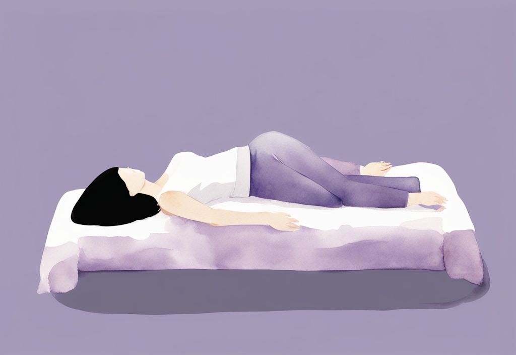 Illustrazione minimalista ad acquerello di una persona a letto con cuscino posizionato correttamente per dormire con frattura clavicola come dormire.